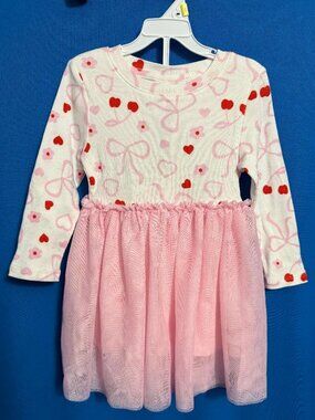 NWT SIZE 3T ~ LILY & DAN ~ HEARTS & RIBBONS & FLORAL DRESS ~ CHILDREN'S SIZE 3T